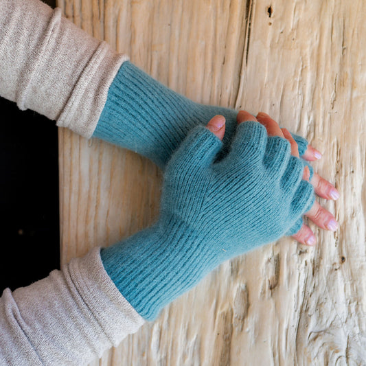 Penelope Durston Angora and Lambswool Fingerless Gloves 50s Teal | Penelope Durston | Miss Arthur | Home Goods | Tasmania