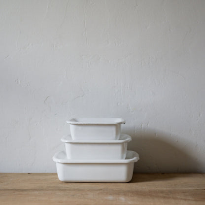 Noda Horo White Enamel Rectangle Deep Food Container Large | Noda Horo | Miss Arthur | Home Goods | Tasmania