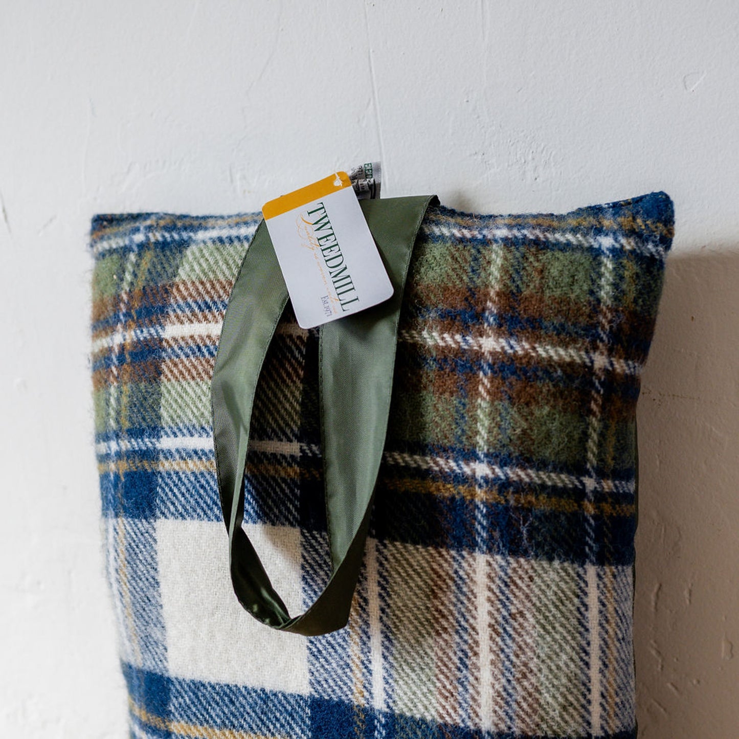 Tweedmill Textiles Kneeler Cushion Tweed Muted Blue Olive | Tweedmill Textiles | Miss Arthur | Home Goods | Tasmania