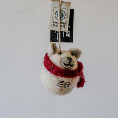 Gry & Sif Polar Bear with Scarf Felt Decoration | Gry & Sif | Miss Arthur | Home Goods | Tasmania