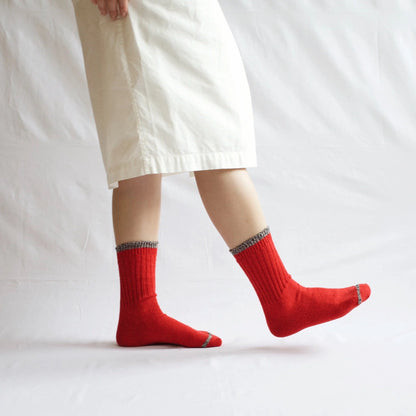 Nishiguchi Kutsushita Boston Silk Cotton Sock Red Small | Nishiguchi Kutsushita | Miss Arthur | Home Goods | Tasmania