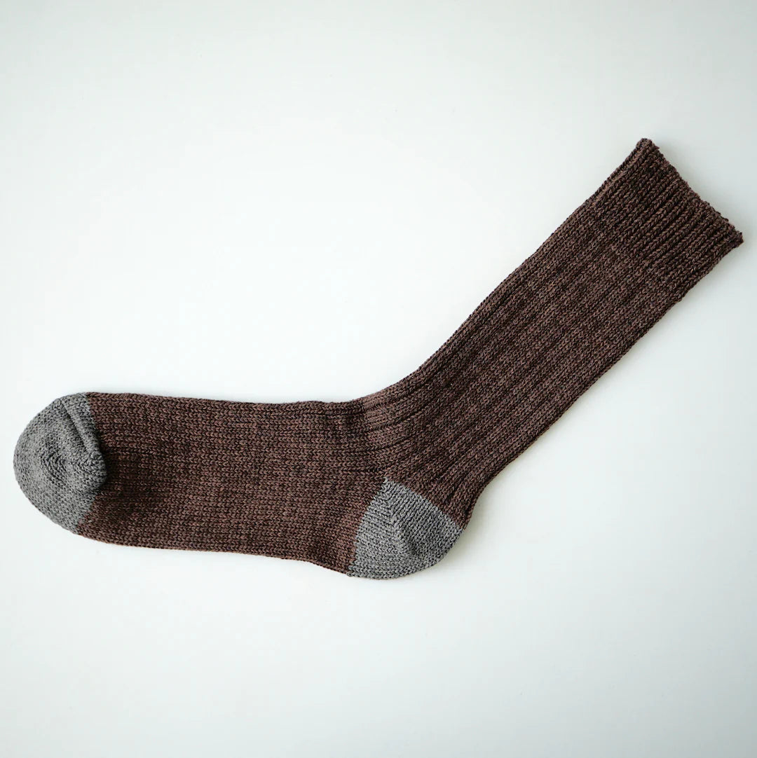 Nishiguchi Kutsushita Luxurious Cotton Ribbed Sock Brown Large | Nishiguchi Kutsushita | Miss Arthur | Home Goods | Tasmania