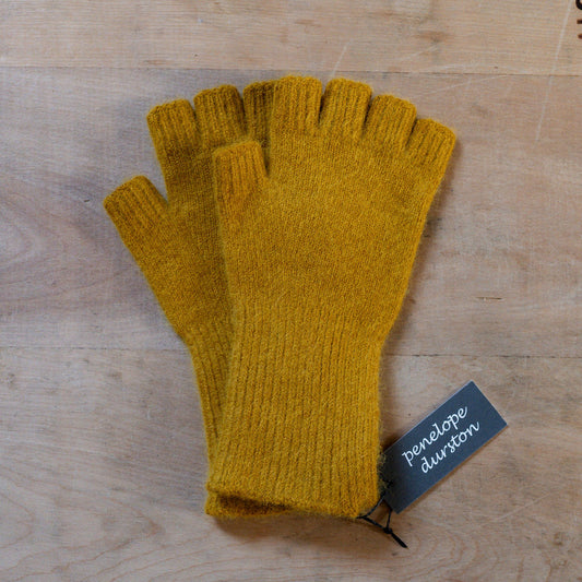 Penelope Durston Angora and Lambswool Fingerless Gloves Old Gold | Penelope Durston | Miss Arthur | Home Goods | Tasmania