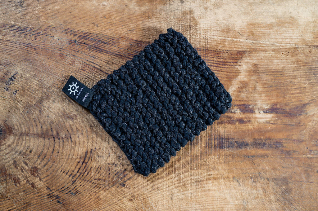 Iris Hantverk Hand-Knitted Kettle Holder Black | Iris Hantverk | Miss Arthur | Home Goods | Tasmania