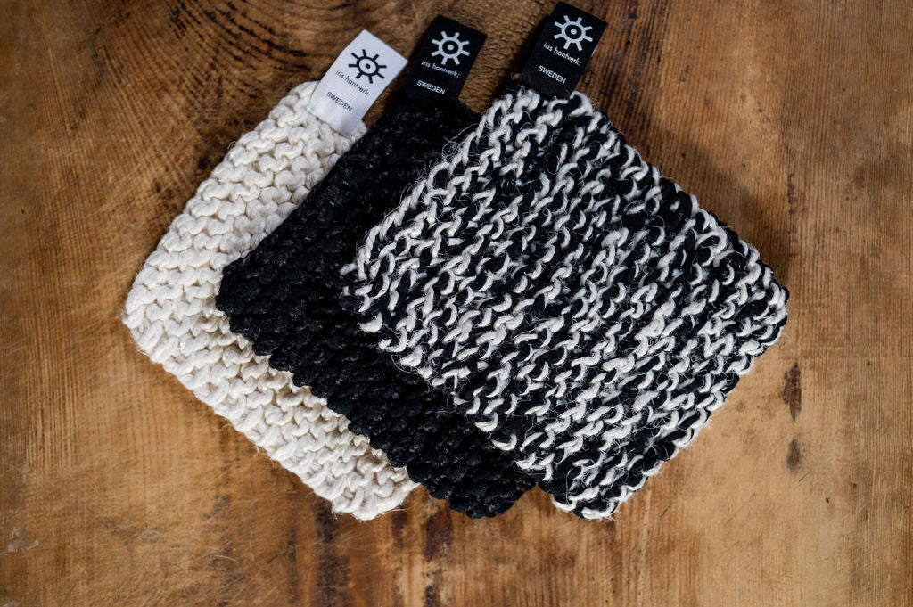 Iris Hantverk Hand-Knitted Kettle Holder Black | Iris Hantverk | Miss Arthur | Home Goods | Tasmania