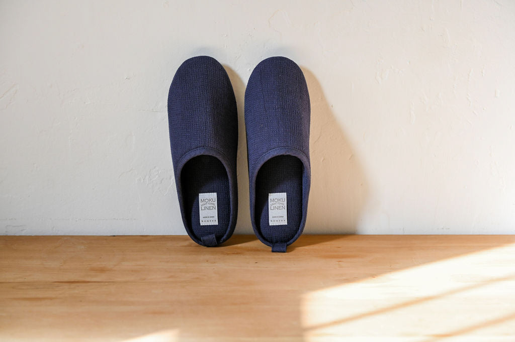 Kontex Moku Light Linen Slippers Navy Large | Kontex | Miss Arthur | Home Goods | Tasmania