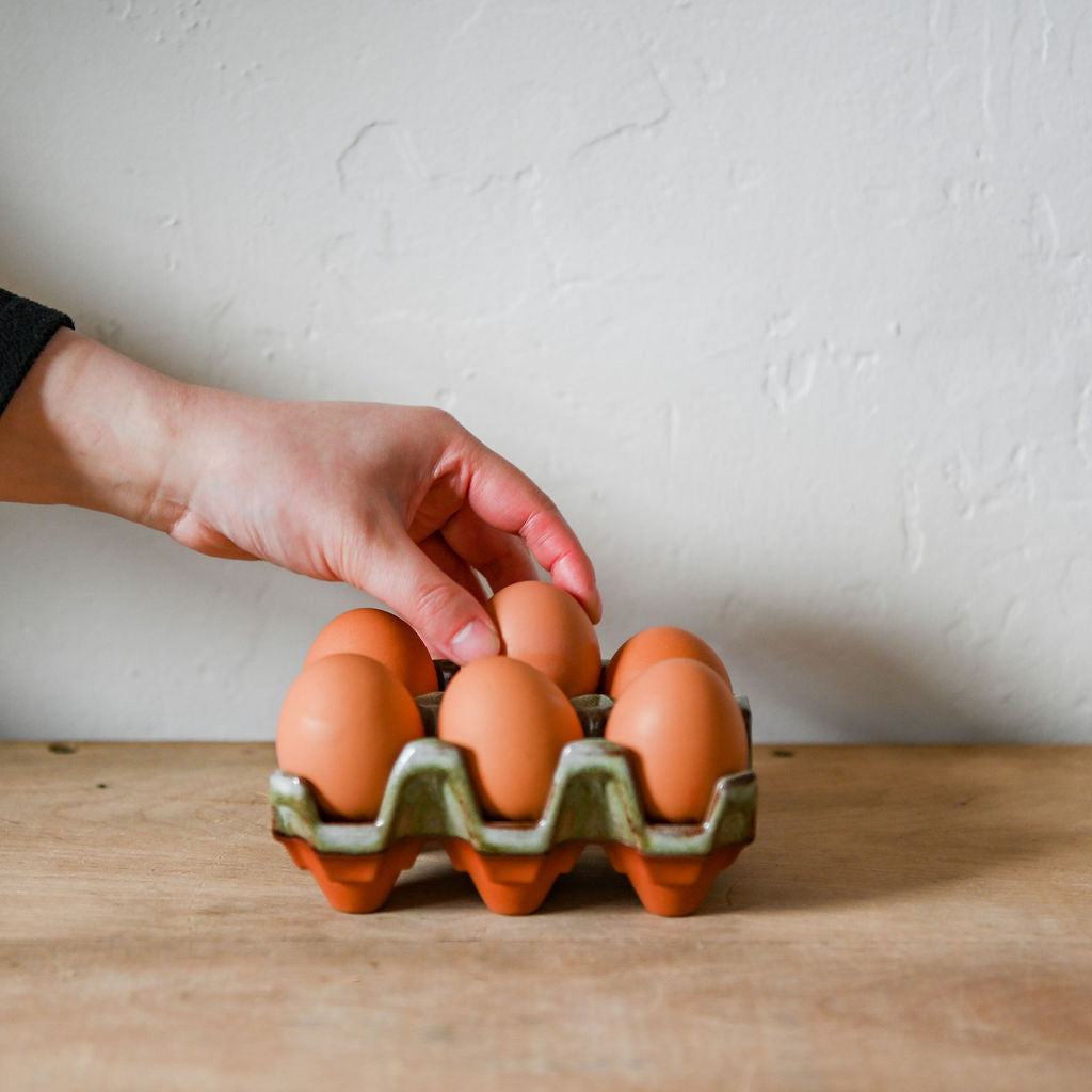 Weston Mill Pottery Egg Rack (6) Oyster Glaze | Weston Mill Pottery | Miss Arthur | Home Goods | Tasmania