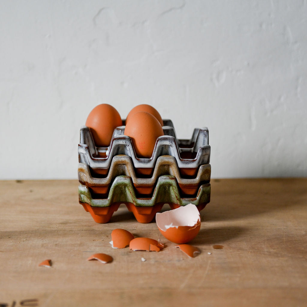 Weston Mill Pottery Egg Rack (6) Oyster Glaze | Weston Mill Pottery | Miss Arthur | Home Goods | Tasmania