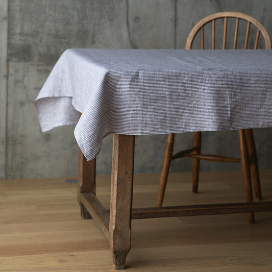 Fog Linen Work Linen Tablecloth Large Grey White Stripe | Fog Linen Work | Miss Arthur | Home Goods | Tasmania